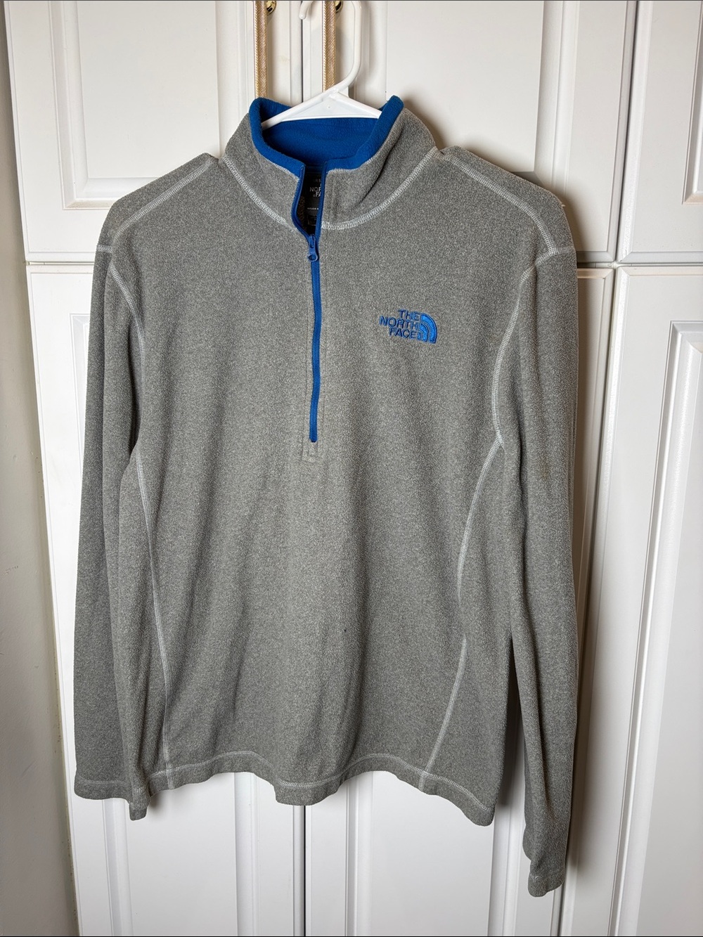 The North Face Gray Fleece Quarter-Zip with Blue Accents